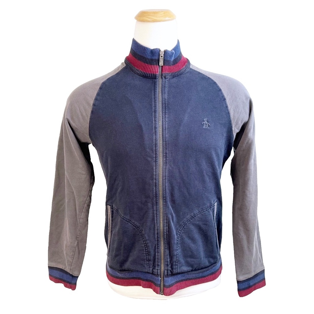 Original Penguin Mens Track Jacket Coat Size L Large Multicolor Blue-Gray
